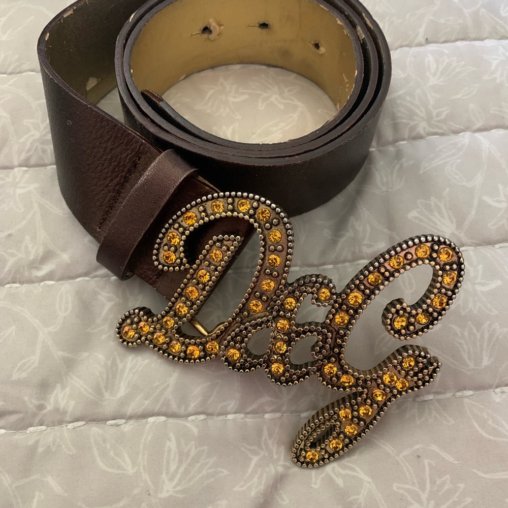 Vintage Dolce & Gabbana Brown Belt with Gold Accents